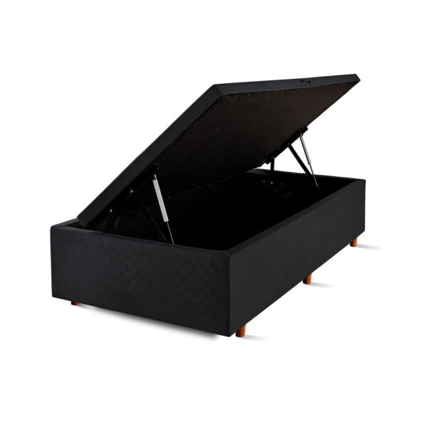 CAMA BOX BAU SOLTEIRO 88CM SUEDE CRISTALFLEX PRETO