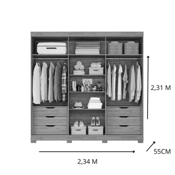 ROUPEIRO CECILIA COM ESPELHO 100% MDF CINAMOMO - Image 2
