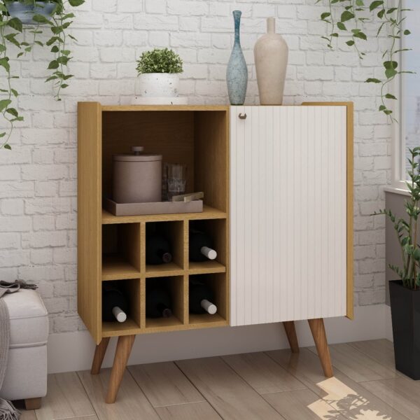 APARADOR COM ADEGA VERTICE 0574 100%MDF CINAMOMO/OFF WHITE