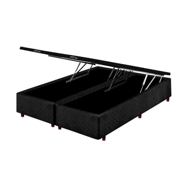 CAMA BOX BAU QUEEN BIPARTIDO CRISTALFLEX 1,58CM PRETO